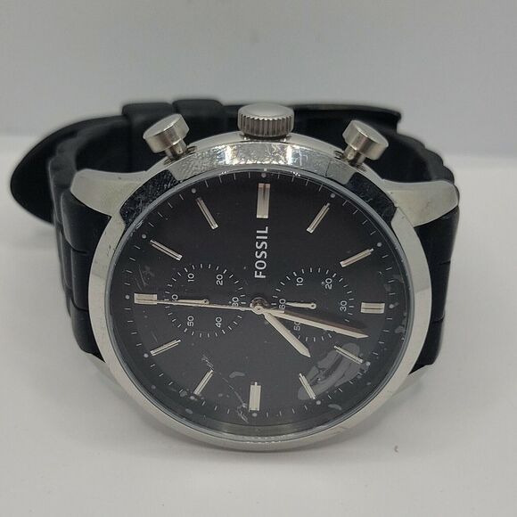 Fossil Townsman FS4866 Men's Black Silicone Analog Dial Quartz Wrist Watch DE495 - Picture 6 of 10
